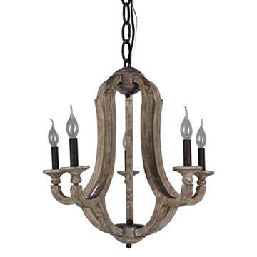 DOCHEER Farmhouse Chandeliers Lights for Dining Room, 5-Light Rustic French Country Kitchen Island W...
