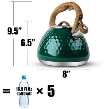 Tea Kettle, Toptier Teapot Whistling Kettle with Wood Pattern Handle Loud Whistle, Food Grade Stainl...