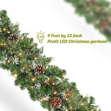 OasisCraft 9 FT Prelit Christmas Garland for Home Decor