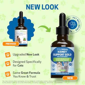 Pet Wellbeing Kidney Support Gold for Cats - Supports Healthy Kidney Function and Fluid Balance