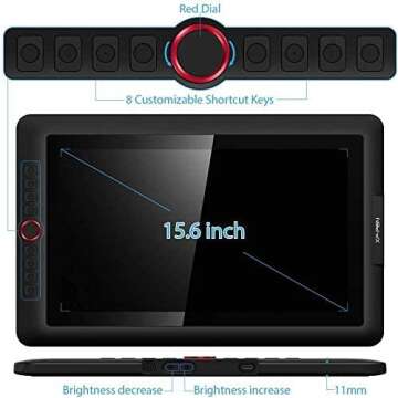 15.6" Drawing Tablet with Screen XPPen Artist 15.6 Pro Tilt Support Graphics Tablet Full-Laminated Red Dial (120% sRGB) Drawing Monitor Display 8192 Levels Pressure Sensitive & 8 Shortcut Keys