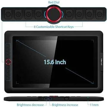15.6" Drawing Tablet with Screen XPPen Artist 15.6 Pro Tilt Support Graphics Tablet Full-Laminated Red Dial (120% sRGB) Drawing Monitor Display 8192 Levels Pressure Sensitive & 8 Shortcut Keys