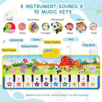 M SANMERSEN Piano Mat, 39.5" X 14" Musical Mat 8 Instrument Sounds Piano Mat for Toddlers Touch Play...