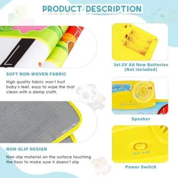 M SANMERSEN Piano Mat, 39.5" X 14" Musical Mat 8 Instrument Sounds Piano Mat for Toddlers Touch Play Dancing Mat Toy for 1 2 3 Year Old Girls Boys Gifts