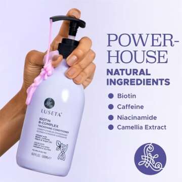 Luseta Biotin B-Complex Thickening Conditioner - Hair Growth and Strengthening Treatment With Caffeine and Argan Oil for Thinning Hair, All Hair Types, Men & Women, 16.9oz