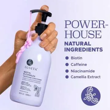 Luseta Biotin B-Complex Thickening Conditioner - Hair Growth and Strengthening Treatment With Caffeine and Argan Oil for Thinning Hair, All Hair Types, Men & Women, 16.9oz