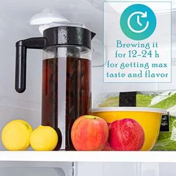 Mixpresso Cold Brew Maker For Iced Coffee and Iced Tea, Cold Coffee Maker Glass Pitcher, Tea Infuser For Loose Leaf Tea, 44oz Large Ice Tea Brewer with Easy to Clean Reusable Mesh Filter.