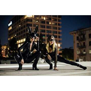 Leg Avenue Women's Wet Look Zipper Front Catsuit Sexy Halloween Costume, X-Large