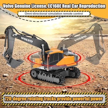 DOUBLE E Volvo RC Excavator Remote Control Toy for Kids