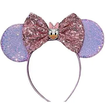 CLGIFT Princess Minnie Ears,Pick your color, Flower Minnie Ears, Floral minnie ears, Purple Sparkle ...
