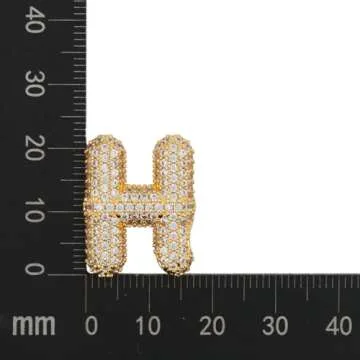 DIOWUS Bubble Letter Necklace Gold for Women，Charm Balloon Initial Letter Pendant Zirconia Inlaid Necklaces Fashion Gifts Jewelry (bubble letter-H)