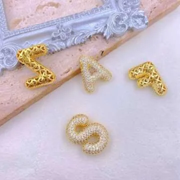 DIOWUS Bubble Letter Necklace Gold for Women，Charm Balloon Initial Letter Pendant Zirconia Inlaid Necklaces Fashion Gifts Jewelry (bubble letter-H)