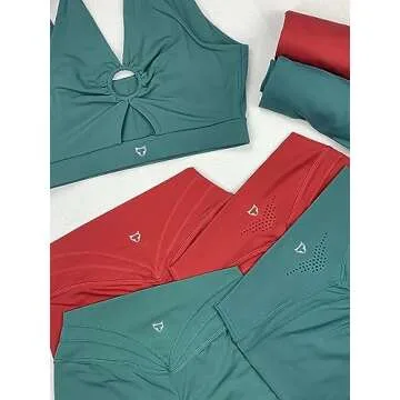 TomTiger Workout Shorts for Women High Waist Gym Fitness Running Yoga Bike Active Exercise Women's Short Tummy Control 5" (L, Green)