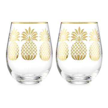 Elegant Home Personalized Gift Set of Two 19 Oz. Stemless Red Or White Wine Glass - Unique Novelty -...