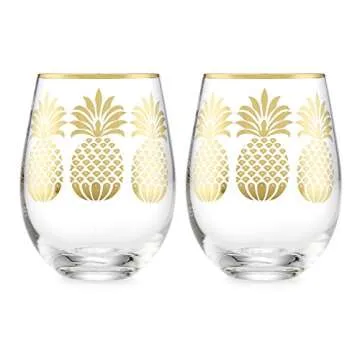 Elegant Home Personalized Gift Set of Two 19 Oz. Stemless Red Or White Wine Glass - Unique Novelty -...