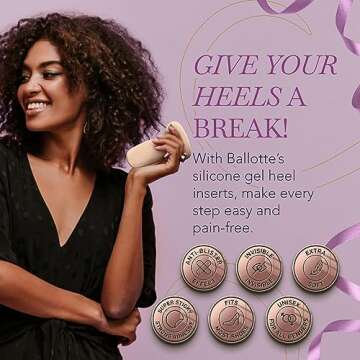 Ballotte Silicone Heel Protectors, Foot Grips for Women, Soft Silicone Shoe Inserts for Big Shoes, Alleviates Slipping & Discomfort, Comfortable Cushioning for High Heels, 8-Pack Multicolor (Natural)