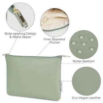 Narwey Small PU Leather Makeup Bag for Travel Purse