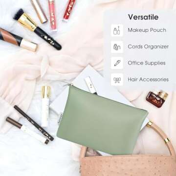 Narwey Small PU Leather Makeup Bag for Travel Purse