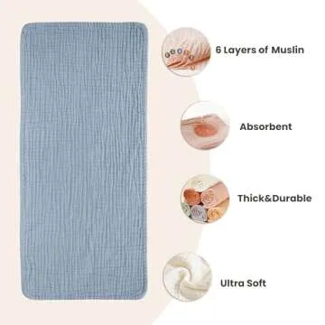 Konssy Muslin Baby Burp Cloths Sets for Unisex- 6 Pack Large 100% Cotton Burping Clothes for Newborn，Baby Girls and Boys