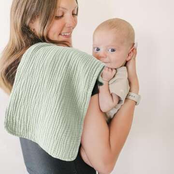 Konssy Muslin Baby Burp Cloths Sets for Unisex- 6 Pack Large 100% Cotton Burping Clothes for Newborn，Baby Girls and Boys