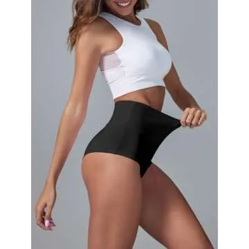 BZB Women's High Waist Yoga Shorts Gym Workout Booty Dance Hot Pants Athletic Butt Lifting Sports Leggings (Black,X-Large)