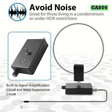 GA800 Loop Antenna, GOOZEEZOO Active Shortwave Radio Antenna with BNC Cable 10KHz-159MHz HF Antenna Portable Receiving Antenna for Ham Radio(Free of Tuning)