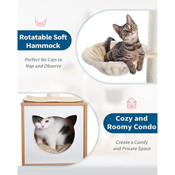 65" Made4Pets Modern Cat Tree for Indoor Cats with Hammock