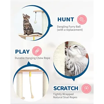 65" Made4Pets Modern Cat Tree for Indoor Cats with Hammock