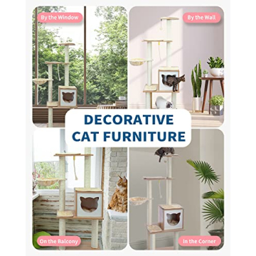 65" Made4Pets Modern Cat Tree for Indoor Cats with Hammock