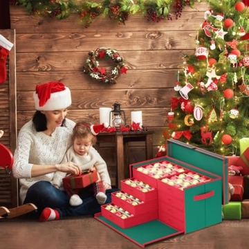 FCSJOST Adjustable Christmas Ornament Storage Box for 128 Ornaments