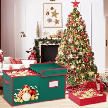 FCSJOST Adjustable Christmas Ornament Storage Box for 128 Ornaments