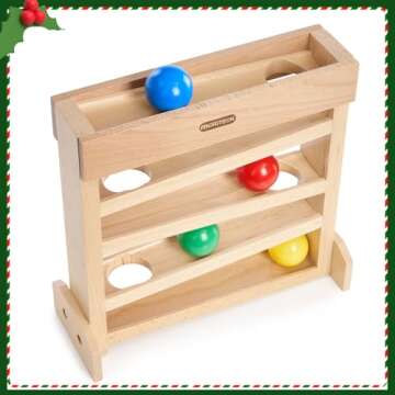 MORITECK Montessori Ball Drop Toy, Wooden Ball Tracker, Early Developmental Pound A Ball Toys for Toddlers for 1-3 Year Old, Montessori Ball Run Toys, Boys Girls Baby Birthday Gift