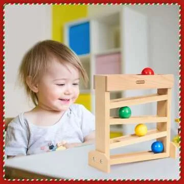 MORITECK Montessori Ball Drop Toy, Wooden Ball Tracker, Early Developmental Pound A Ball Toys for Toddlers for 1-3 Year Old, Montessori Ball Run Toys, Boys Girls Baby Birthday Gift