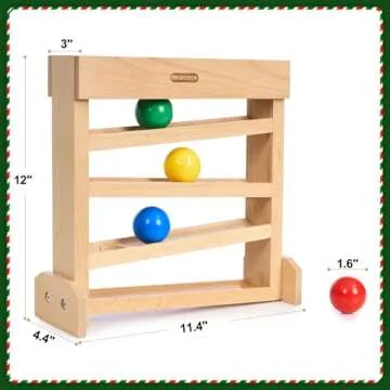 MORITECK Montessori Ball Drop Toy, Wooden Ball Tracker, Early Developmental Pound A Ball Toys for Toddlers for 1-3 Year Old, Montessori Ball Run Toys, Boys Girls Baby Birthday Gift