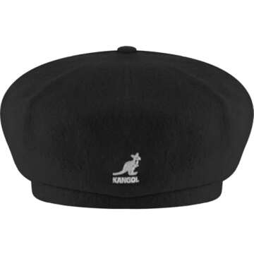 Kangol Wool Spitfire Hat for Men and Women, Extra-Large, Black