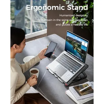 AICHESON Laptop Cooling Pad 5 Fans Up to 17.3 Inch Heavy Notebook Cooler, Blue LED Lights, 2 USB Ports, S035, Blue-5fans