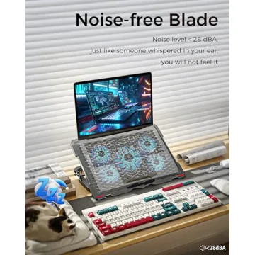 AICHESON Laptop Cooling Pad 5 Fans Up to 17.3 Inch Heavy Notebook Cooler, Blue LED Lights, 2 USB Ports, S035, Blue-5fans