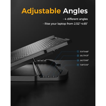 AICHESON Laptop Cooling Pad 5 Fans Up to 17.3 Inch Heavy Notebook Cooler, Blue LED Lights, 2 USB Ports, S035, Blue-5fans