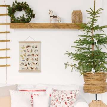 MAQIKA ABC Alphabet Nursery Poster Framed with Wood Hanger,Alphabet Banner, Alphabet Poster for Toddlers, Kids Abc Animal Hanging Wall Decor,Nursery Canvas Wall Art Paints for Nursery Kids 12x16 Inch