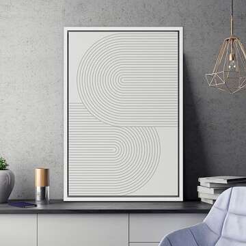 SIGNWIN Framed Canvas Print Wall Art White Vintage Geometric Spirals Abstract Shapes Illustrations M...