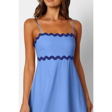 dowerme Women's Casual Boho Maxi Dress with Spaghetti Straps