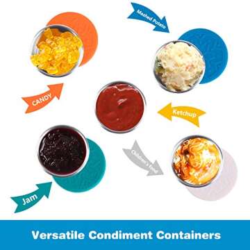 LALASTAR Salad Dressing Container To Go, 4x1.6oz Stainless Steel Condiment Containers with Lids, Pre...