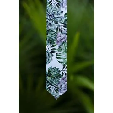 DAZI Men's Floral Print Skinny Tie for Weddings and Gifts