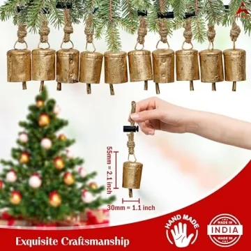 AKATVA Gold Christmas Ornaments Set - Vintage Bells for Christmas