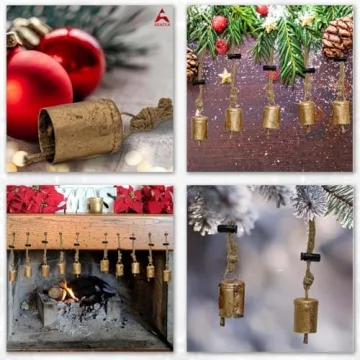 AKATVA Gold Christmas Ornaments Set - Vintage Bells for Christmas