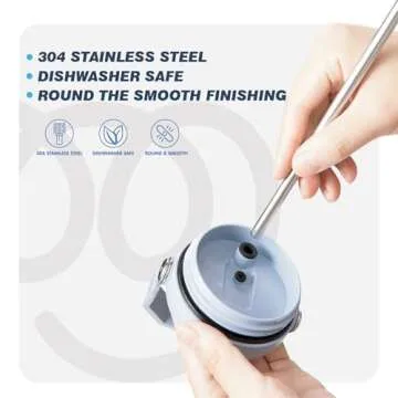 Marchoose 6 PCs Replacement Stainless Steel Straws for Stanley ice flow, 7.95 inch Reusable straw for Stanley Ice Flow 30oz with Cleaning Brush, Compatible with Stanley Flip Straw Tumbler (30oz)