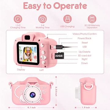 AOGELI Kids Digital Camera with Dual Lenses for Age 3-9