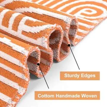 Tiffasea Washable Area Rugs 5'x8', Cotton Woven Indoor Outdoor Rugs Living Room Dining Room Rug Outside Carpet Large Patio Rug for Deck/Bedroom/Home Office