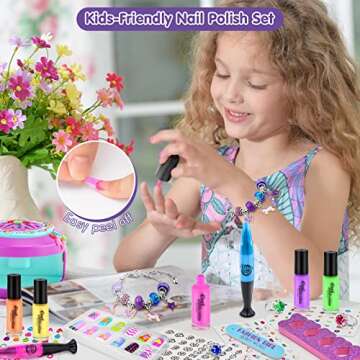 BATTOP Kids Nail Polish Set for Girls - Nail Art Kit for Girls Ages 7-12 with Kids Nail Dryer & Fake...