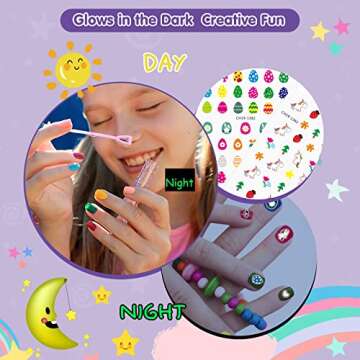 BATTOP Kids Nail Polish Set for Girls - Nail Art Kit for Girls Ages 7-12 with Kids Nail Dryer & Fake Nail & Nail Sticker & Water Based Nail Polish Nail Art Pen - Toys Gifts for Girls Ages 6-12